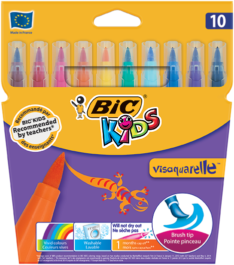 Bic Kids Kid Couleur Felt Tip Colouring Pens - Assorted Colours, Cardboard  Wallet of 12