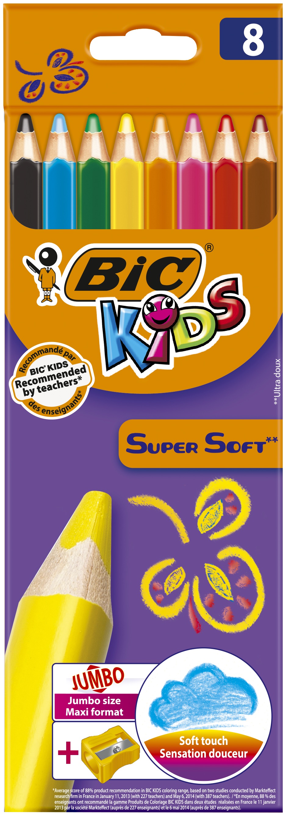 BIC Kids Bleistifte 2er Pack zum Schreiben Lernen für Links- und Rechtshänder ab 4 Jahre PINK oder BLAU – keine Farbwahl möglich 