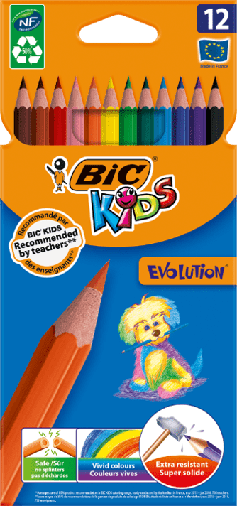 24 Crayons de couleur aquarellables BIC Kids Aquacouleur : Chez