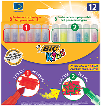 Pochette de 12 feutres dessin Bic Kids mini Colour & Create