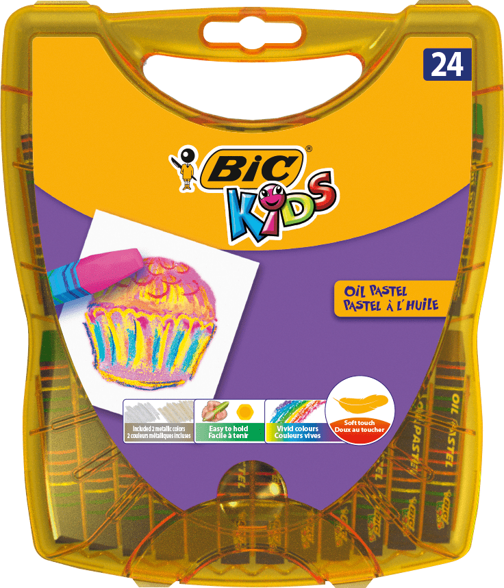 12 pezzi BIC Kids 933957 oelmalkreide Oil Pastels 12 colori assortiti 
