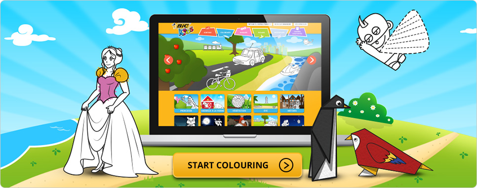 BIC Kids, online coloring and learning activities